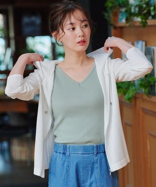 Tiaclasse L 【小倉優子さん着用】【洗える】サマーニットショートパーカー オフホワイト