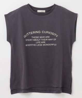 ANY L フロッキーロゴフレンチスリーブTシャツ チャコール