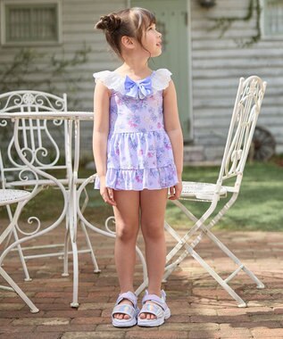 ANY KIDS 花柄×レース ワンピース水着 ラベンダー