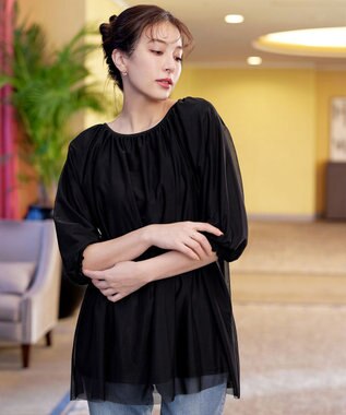 Tiaclasse 【洗える】チュールボリュームチュニック ブラック