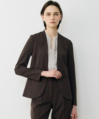 ICB L Fied ノーカラージャケット ブラウン系