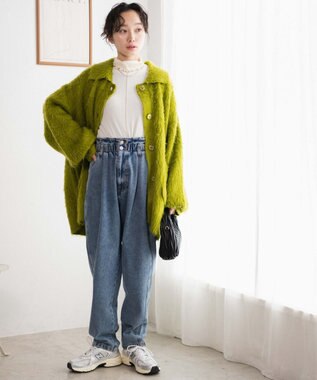 WEGO 【ウエストゴム】ウエストフリルデニムマムパンツ デニム中濃加工色