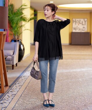 Tiaclasse 【洗える】チュールボリュームチュニック ブラック