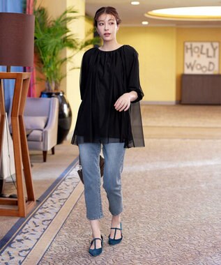 Tiaclasse 【洗える】チュールボリュームチュニック ブラック