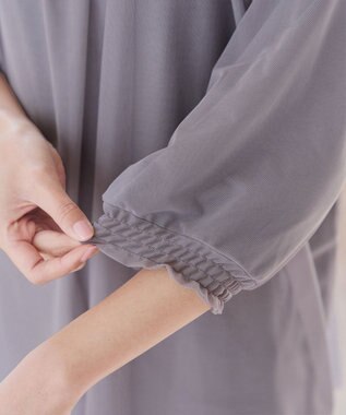 Tiaclasse L 【洗える】チュールボリュームチュニック ラベンダーグレー