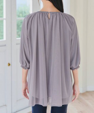 Tiaclasse 【洗える】チュールボリュームチュニック ラベンダーグレー