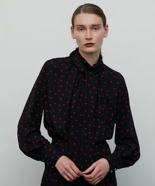 BEIGE， VIGNON / ドットブラウス Navy×Red