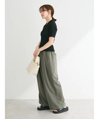 Green Parks ５分袖衿付きＺｉｐプルオーバー Black