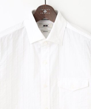 JOSEPH ABBOUD 【キングサイズ・オーガニックコットン使用】オーガニックコードストライプ ホワイトシャツ ホワイト系