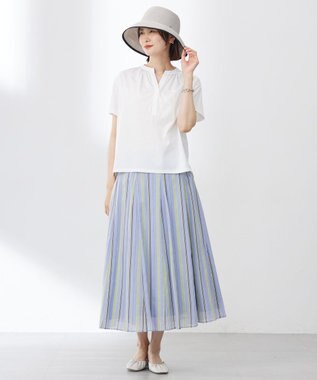 J.PRESS LADIES 【洗える・接触冷感】プレーティングジャージー バンドカラー カットソー ホワイト系