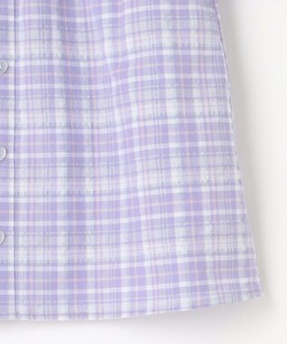 ANY KIDS オフショルダー フリル ブラウス ラベンダー系チェック