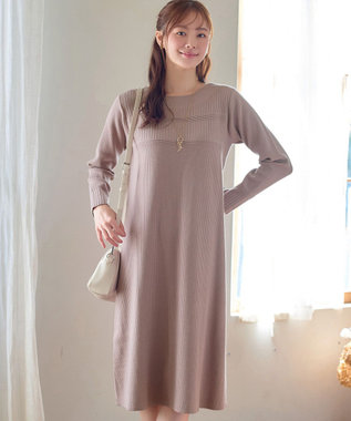 Tiaclasse 【洗える】リブ切替デザインニットワンピース