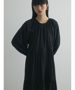 Green Parks armonia. ティアード配色パイピングワンピース Black