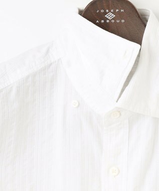 JOSEPH ABBOUD 【キングサイズ・オーガニックコットン使用】オーガニックコードストライプ ホワイトシャツ ホワイト系