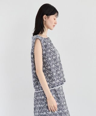 YECCA VECCA フラワーレースブラウス Navy