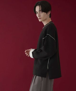 WEGO アウトリンキングニットプルオーバー ブラック