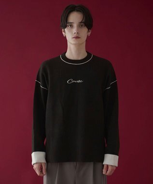 WEGO アウトリンキングニットプルオーバー ブラック