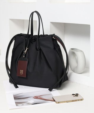 style code 【PADMA/パドマ】カードケース付　ナイロン巾着トートバッグ ブラック