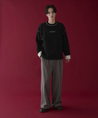 WEGO アウトリンキングニットプルオーバー ブラック