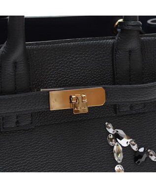 A.D.M.J. 【牛革】スパニッシュレザー / ステラソーイング前金具付トート24cm(Dカン＋) BLACK