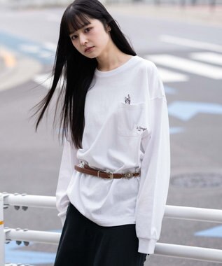 WEGO 【ユニセックス着用ITEM】ポケット刺繍BIG　T（長袖） ホワイト