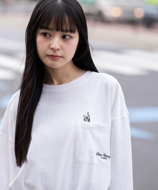 WEGO 【ユニセックス着用ITEM】ポケット刺繍BIG　T（長袖） ホワイト