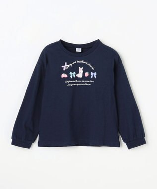 ANY KIDS 【Strawberry Collection】アートプリント 長袖Tシャツ ネイビー