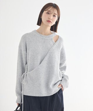 earth music&ecology サイドリボンカシュクールニット Gray