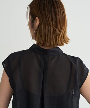 YECCA VECCA シアーボウタイブラウス Black