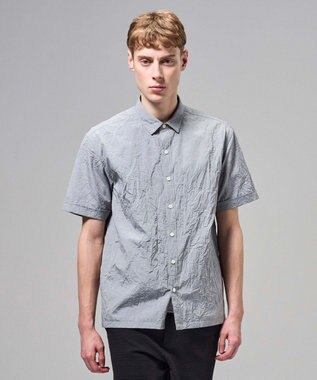 JOSEPH HOMME 【新素材】ランダムプリーツワッシャー　レギュラーカラー半袖シャツ ライトグレー系