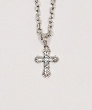 WEGO Lクロスビジューネックレス シルバー