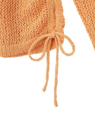 Green Parks サイドシャーリング透かし編みニットプルオーハ Orange