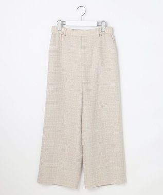 自由区 L 【17号サイズまで展開・カタログ掲載】ライトミックスツィードワイド パンツ ベージュ