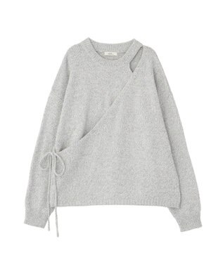 earth music&ecology サイドリボンカシュクールニット Gray