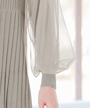 Tiaclasse チュールスリーブニットチュニック グレー