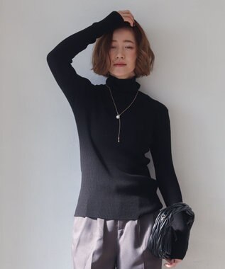 WEGO 【2025年秋冬新作】リブタートルニット ブラック