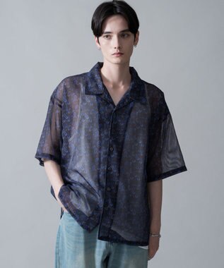 WEGO メッシュパターンオープンカラーシャツ（SS） 柄2