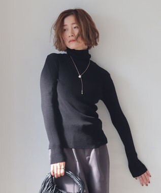 WEGO 【2025年秋冬新作】リブタートルニット ブラック