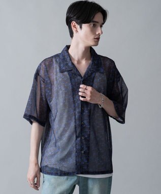 WEGO メッシュパターンオープンカラーシャツ（SS） 柄2