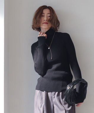 WEGO 【2025年秋冬新作】リブタートルニット ブラック