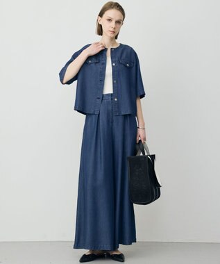 ICB L ナチュラルソフトデニム クロップドジャケット バイオデニム