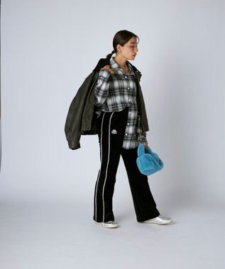 OP／FILA 【Kappa】ボックスシルエット ベロアトラックパンツ ブラック