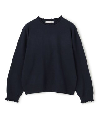 UNFILO フリルトリミング ニット ネイビー×ネイビー