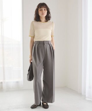 WEGO 【ANGIE VINTAGE】配色デザインリブニット ホワイトアイボリー