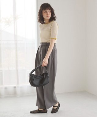 WEGO 【ANGIE VINTAGE】配色デザインリブニット ホワイトアイボリー