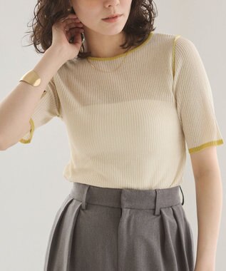 WEGO 【ANGIE VINTAGE】配色デザインリブニット ホワイトアイボリー
