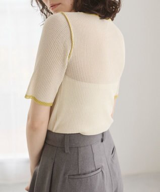 WEGO 【ANGIE VINTAGE】配色デザインリブニット ホワイトアイボリー