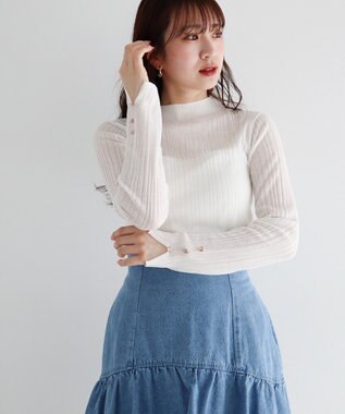 Green Parks ｄａｚｚｌｉｎ　シアーリブニットプルオーバー Gray