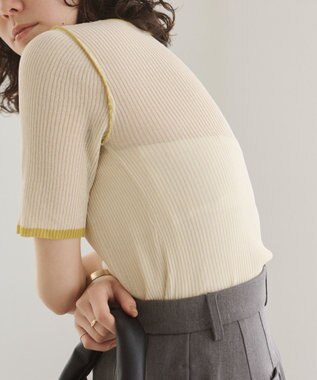 WEGO 【ANGIE VINTAGE】配色デザインリブニット ホワイトアイボリー