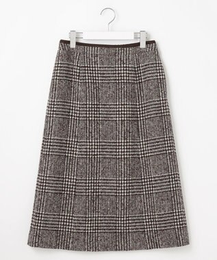 J.PRESS LADIES ウールシルクツイードグレンチェック スカート ブラウン系3